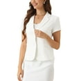 thumbnail image 4 of Conjunto de traje de negocios de 2 piezas para mujer INSPIRE CHIC, chaqueta de blazer de manga corta y falda lápiz L color crema blanco, 4 of 6