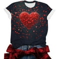 thumbnail image 5 of PNTUTB Women's Fashionable Versatile Valentine's Day Print Crew Neck Loose Short Sleeve Comfort T Shirts, 5 of 6