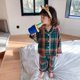 thumbnail image 3 of Conjunto de pijama con cuello vuelto para niña de primavera. Conjunto de pijamas a cuadros verdes navideños para niños pequeños ropa de dormir ropa de dormir. Ropa para niños 11T, 3 of 4
