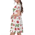 thumbnail image 2 of Bingfone Strawberry Print Women’s Short Sleeve Dress, Comfortable Casual Dress, Stylish Summer Dress with Stretchy Fit for Daily Wear, 2 of 6