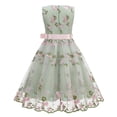 thumbnail image 2 of IBTOM CASTLE Flower Girl Dress Lace Embroidery Birthday Party Wedding Dresses Kids Formal Bridesmaid Tulle Dresses Princess Pageant Floral Gown 7-8 Years Green, 2 of 7