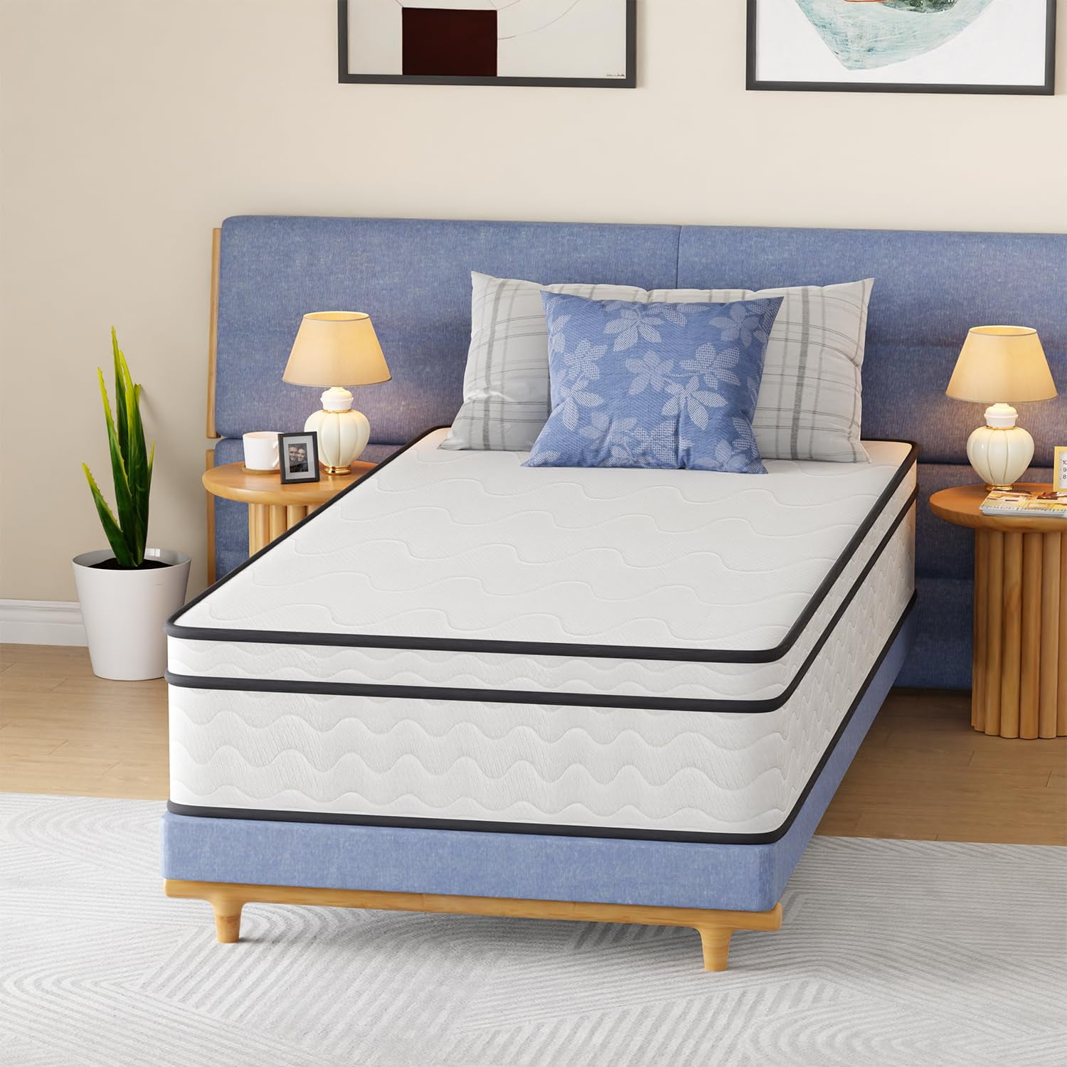 YRLLENSDAN Twin Size Mattress in a Box, Foam Spring Hybrid Mattress, Medium Firm Twin Mattress 12 Inch, Fiberglass Free Mattress, Twin Mattress for Bunk Bed