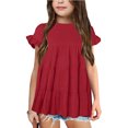 thumbnail image 2 of Otqutp Toddler Winter Tops Cute Girls T Shirts Ruffle Short Sleeve Round Neck Loose Blouse Summer Solid Color Casual Girl Tee Breathable Tops, 2 of 4