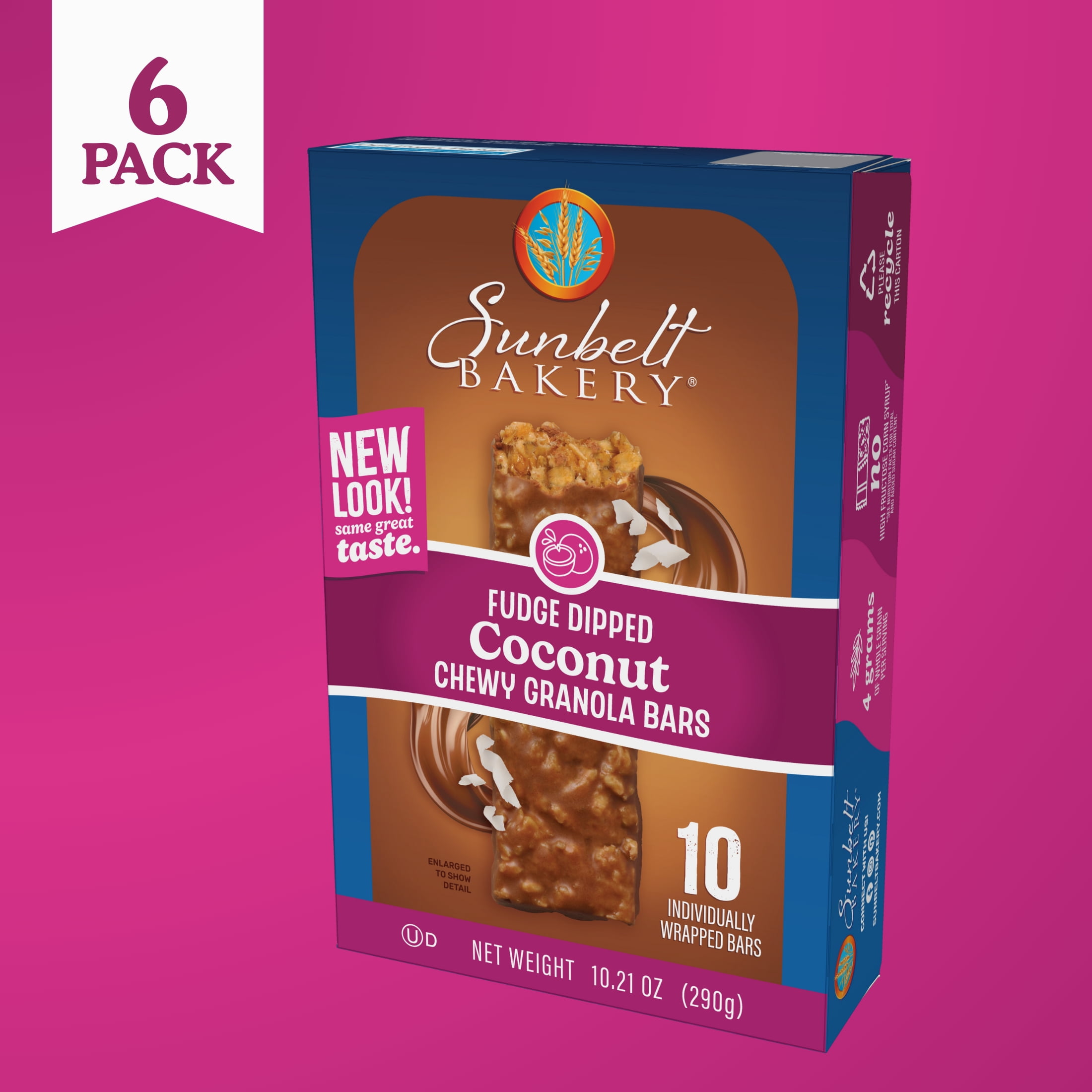 Sunbelt Bakery Fudge Dipped Coconut Chewy Granola Bars, 60 bars (6 Boxes), 61.26 oz