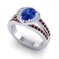 thumbnail image 2 of 2.35 Carat Oval Cut Blue Sapphire & Garnet Gemstone Stylish Ring for Birthday Gift Solid 18K White Gold Size 11 by Diamond-Capitals, 2 of 8