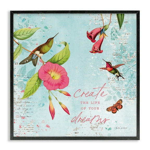 Stupell Industries Life Of Your Dreams Animals Painting Black Framed Art Print Wall Art, 12 x 12
