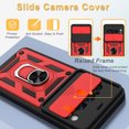 thumbnail image 3 of Dteck for Google Pixel 8 Pro Bracket Shell Case, Shockproof Heavy Duty Kickstand Rotate Ring Stand Magnetic with Car Mount Holder Slide Lens Cover Rugged Case, red, 3 of 7