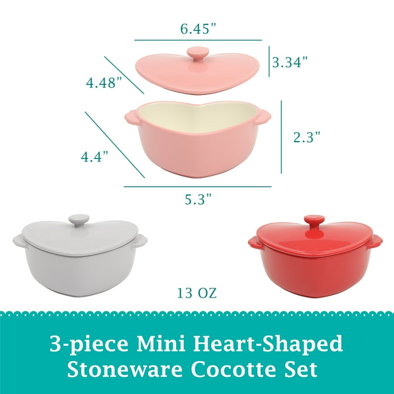 The Pioneer Woman Assorted Mini Heart Ceramic Cocottes 3-Pack