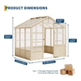 thumbnail image 2 of EastVita 8X6FT Outdoor Wooden Greenhouse with Lockable Door and Adjustable Roof Vent UV Protection Cedar Wood Walk-in Green House for Outdoor Garden Yard Light Brown, 2 of 7