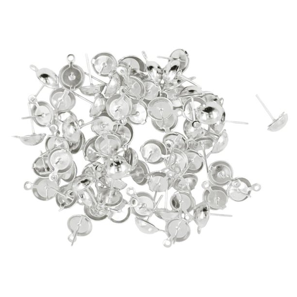100 Piezas de 8 Mm de Media Bola Pendiente Del Perno Prisionero Del Oído con 1 Mm de Bucle Cerrado Resultados Del Pendiente de Bricolaje Que Hacen 14 White K Baoblaze Pendiente Stud Pin con lazo