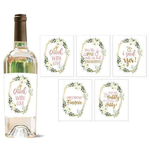 5 Engagement Party Gift Wine Labels Stickers Cute Pink Gold Newly Engaged Decoration Supplies For Couples Men Women Im Does This Ring Make Me Look Just Engaged Funny Wedding Ideas For Him Her Fiance