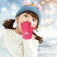 thumbnail image 4 of Dyfzdhu Children Baby Boys Girls Winter Warm Skiing Gloves Kids Cartoon Fleece Knitted Full Finger Mittens Gloves Hot Pink, 4 of 4