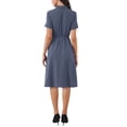 thumbnail image 3 of INSPIRE CHIC Striped Work Dress for Women's Lapel Collared Tie Waist Offcie Button Down Short Sleeve Long Casual Dresses XL Dark Blue, 3 of 6