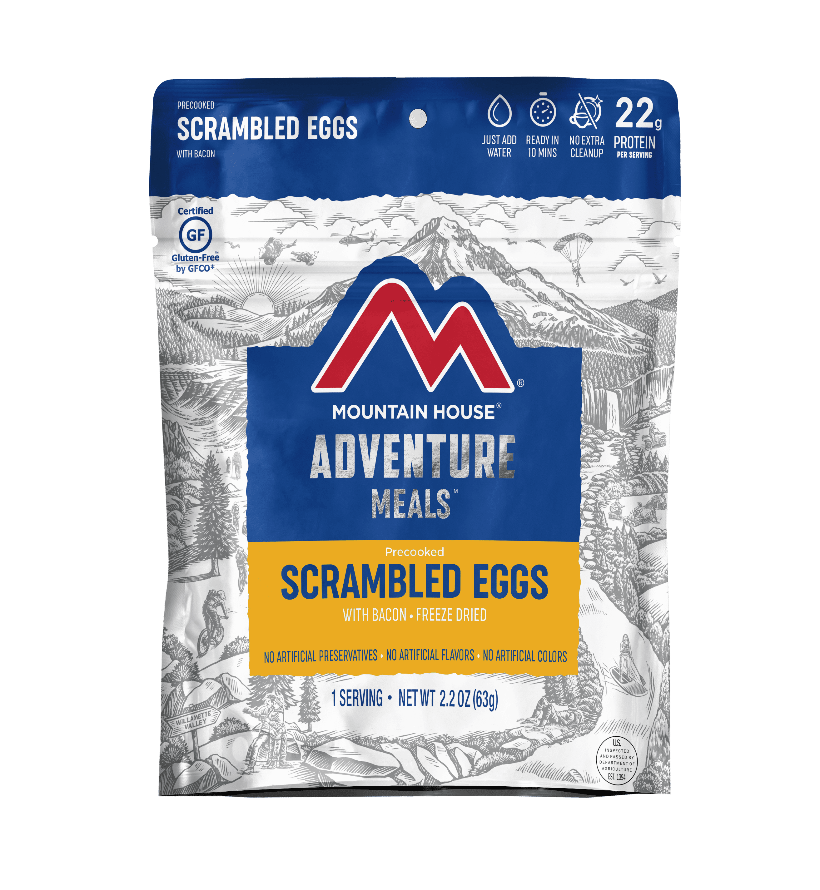 Mountain House Camping Freeze Dried Scrambled Eggs With Bacon Single Serving Walmart Com Walmart Com