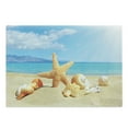 thumbnail image 1 of Seashells Cutting Board, Summer Beach Theme and Sand with Rays in the Sky Clouds Seaside Marine, Decorative Tempered Glass Cutting and Serving Board, Large Size, Aqua Ivory Mustard, by Ambesonne, 1 of 1