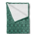 thumbnail image 2 of Damask Soft Flannel Fleece Blanket, Baroque Style Foliage Ornament with Rococo Curves and Renaissance Elements, Cozy Plush for Indoor and Outdoor Use, 50" x 60", Sea Green and Black, by Ambesonne, 2 of 5
