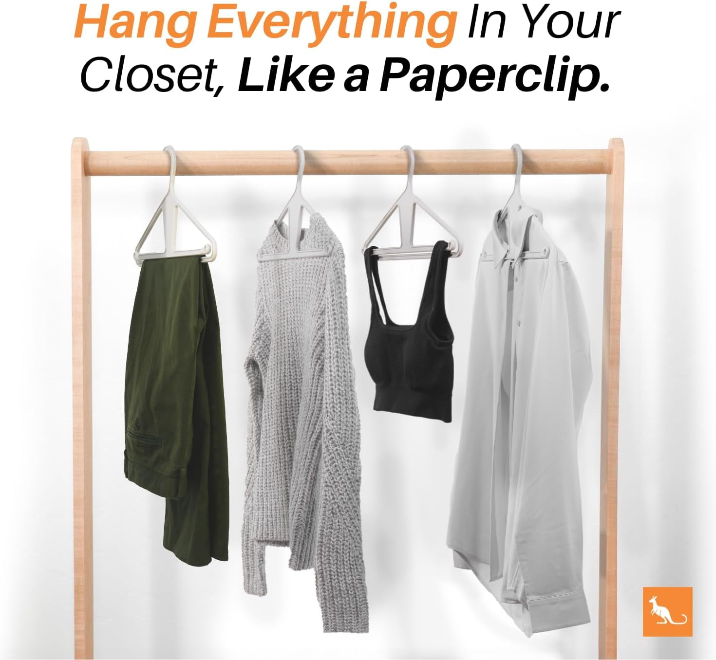 Kangaroo™ 100% Recycled High-Strength Clothing Hanger, Pants, Shirt, Jacket - Patented (Oatmilk 10-Pack)