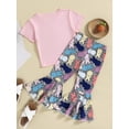thumbnail image 4 of Toddler Kid Girls Bell Bottom Outfits Set Letter Print T-Shirt + Patterned Flared Pants Set, 4 of 9