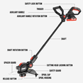 thumbnail image 6 of EWORK 2-in-1 Cordless Weed Wacker & Edger, 20V 12'' Electric Weed Eater Auto Line Feed, Battery Powered String Trimmer with 2 x 2.0Ah Batteries & 6 Spool Lines, Grass Trimmer for Garden, Lawn, 6 of 8