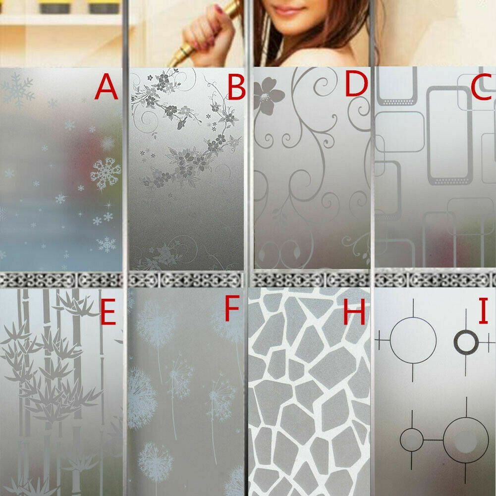 45x200cm Frosted Privacy Glass Film Chic Home Door Window Flower Sticker Decor
