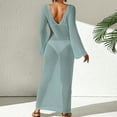 thumbnail image 5 of Bovxnpu Long Sleeve Dress for Women, Women Long Sleeve Dress Plus Size Vacation Beach Sun Protection Backless V Neck Dress Maxi Dress Spring Fall Outfits, 5 of 5