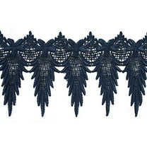 Altotux 6" Embroidered Scalloped Venice Lace Trim Guipure Trimming By Yard (Navy)