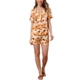 thumbnail image 2 of Conjuntos de Mujeres de Hawái de 2 Piezas, Camisa de Botones Floral y Pantalones Cortos, Ropa Casual de Vacaciones Tropicales en la Playa 2026 S Beige Naranja, 2 of 5