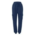 thumbnail image 5 of PNTUTB Women's Elastic Waistband Solid Color Trousers Casual Cuffed Hem Sport Long Pants with Multiple Pockets, 5 of 6