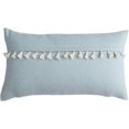 thumbnail image 1 of Funda de cojín lumbar decorativa bohemia con borlas para sofá cama, sofá, súper suave, color liso (azul claro, 30,5 x 50,8 cm), 1 of 5