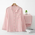 thumbnail image 2 of RMGVDSD Pajama Sets For Women Double Layer Gingham Pajama Set Womens Fall Long Sleeve Sleepwear & Homewear Comfortable Loungewear Comfy Jammies Sleepwear, 2 of 8