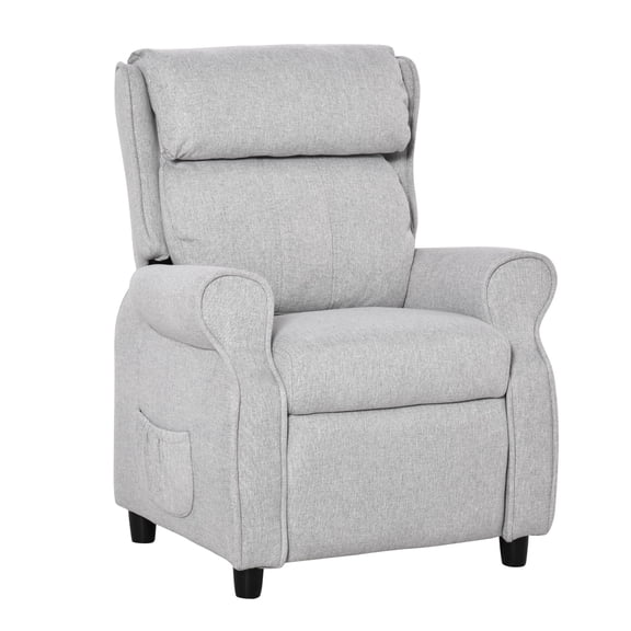 Qaba Kids Recliner Chair Children Sofa Angle Adjustable Single Lounger Armchair Gaming Chair with Footrest 2 Side Pockets for 3-5 Years, Light Grey