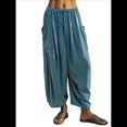 thumbnail image 1 of Pantalones Palazzo Harem Informales Holgados con Cordón para Mujer, para Verano, Playa, Viajes, Vacaciones, con Bolsillos. Azul Pavo Real M, 1 of 6