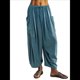 thumbnail image 1 of Pantalones Palazzo Harem Informales Holgados con Cordón para Mujer, para Verano, Playa, Viajes, Vacaciones, con Bolsillos. Azul Pavo Real S, 1 of 6