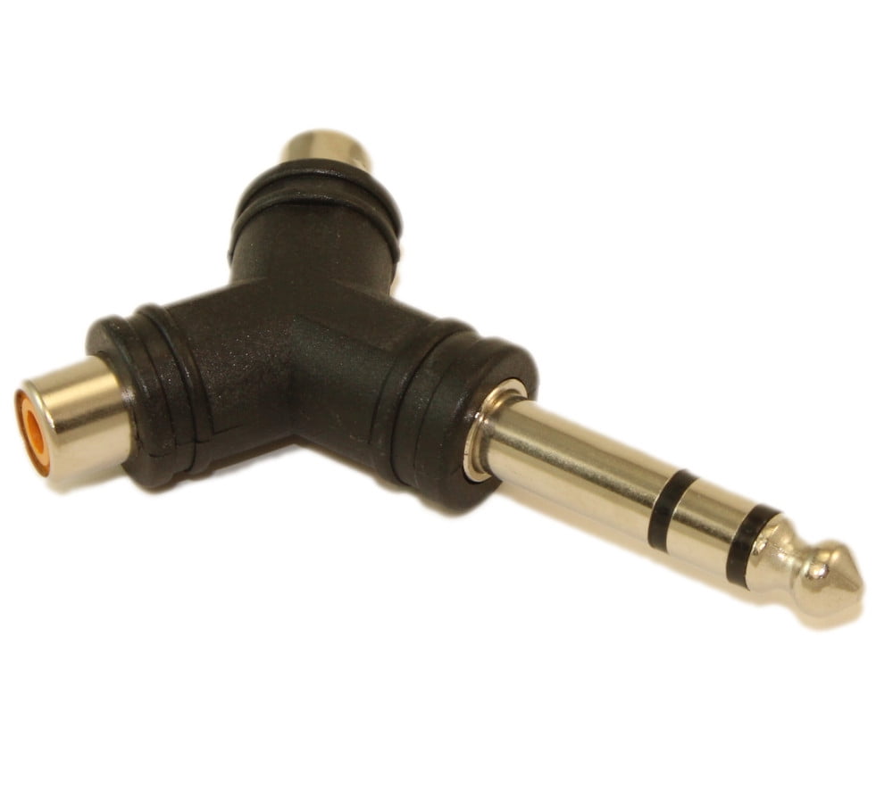 1/4" Stereo Jack (Male) to 2 RCA (Female) Adapter, Nickel Plated