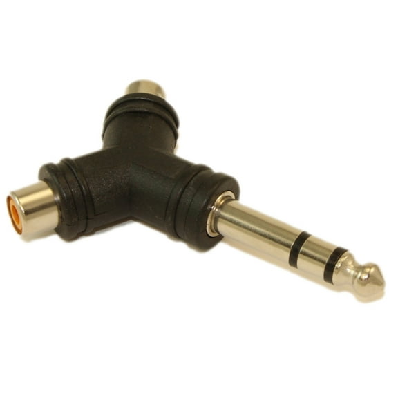 1/4" Stereo Jack (Male) to 2 RCA (Female) Adapter, Nickel Plated