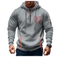thumbnail image 2 of Jinhomg Valentine's Day Mens Hoodies Plain Heart Graphic Holiday Sweatshirt Big and Tall Comfy Long Sleeve Quarter Zip Pullovers with Multi Pockets Gray XXL, 2 of 4