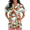thumbnail image 6 of Garbnen Womens Scrub Top Merry Christmas Womens Scrub Tops Print Short Sleeve V Neck Snowman Print Nurse Uniforms with Pockets, 6 of 6