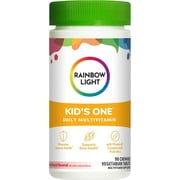 Kids One Chewable Multivitamin | Fruit Punch Flavor | 90 Tablets | by Rainbow Light