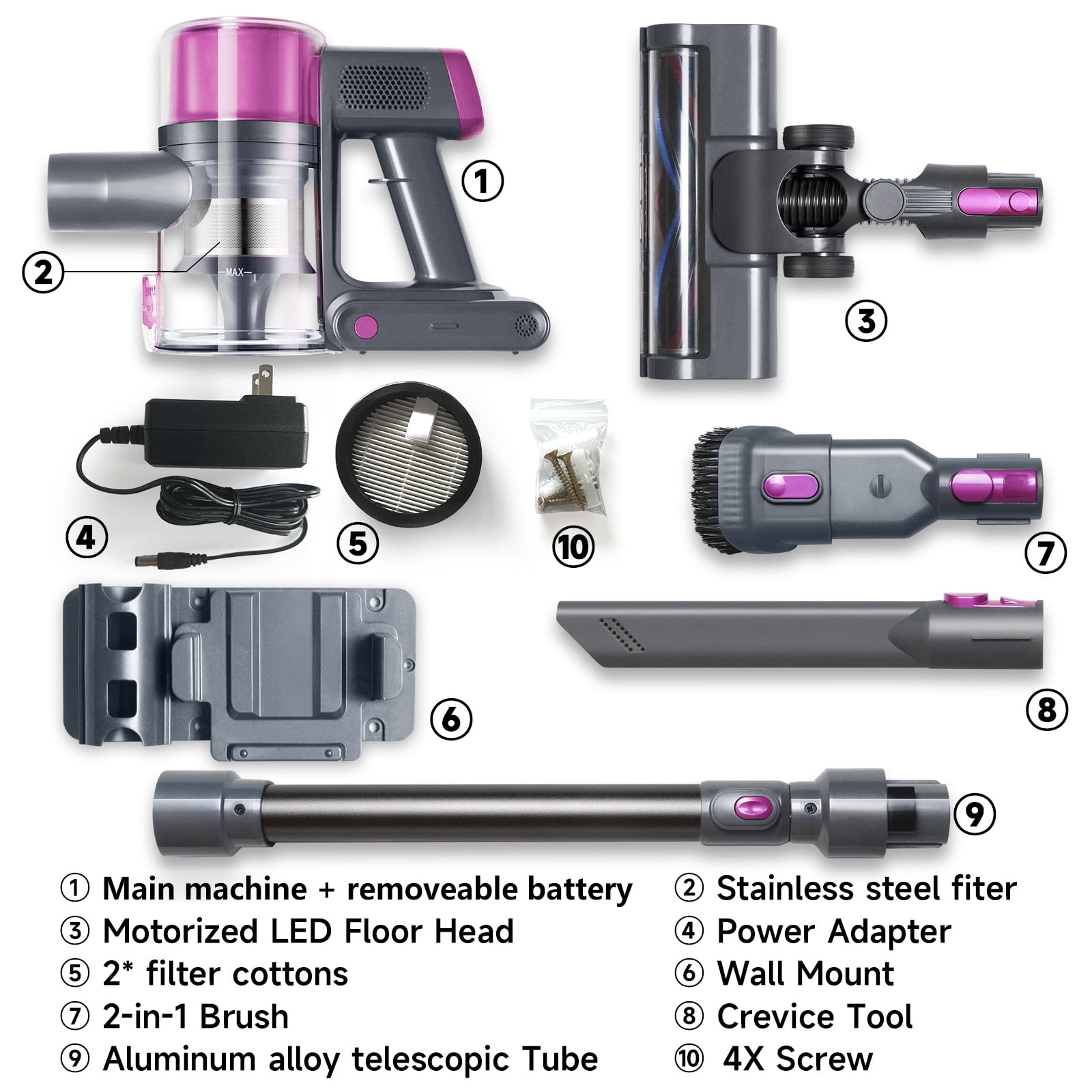 Mixfun Cordless Stick Vacuum Cleaner Lightweight for Pet Hair Led Display Screen M600