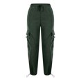 thumbnail image 3 of UVEASISHA Wide Leg Cargo Pants for Women Drawstring Elastic Waisted Parachute Pants Trendy Casual Track Pants Street Trousers Ofertas Flash Green M, 3 of 7