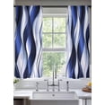 thumbnail image 2 of Navy Blue Striped Ombre Sheer Curtains 72 Inch Length 2 Panels Set, Modern Blue Moire Geometric Voile Window Treatment Rod Pocket Curtains Sheers Drapes for Bedroom/Living Room/Kitchen 52"x72"x2, 2 of 7
