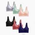 thumbnail image 4 of Women's Seamless Sports Bra Yoga Workout Bras New Simple Solid Colorless Ring No Trace Large Size Thin High Elastic Ice Silk Ladies Sports Underwear,Black,XL, 4 of 8