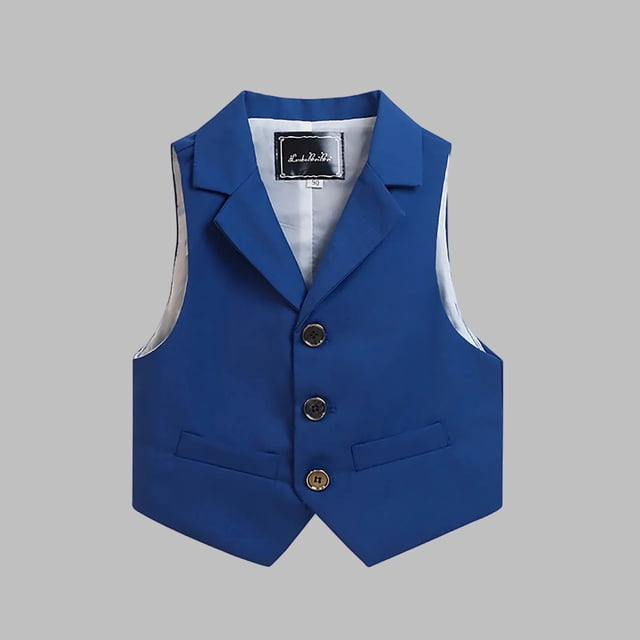 hengsof Boys' Solid Color Sleeveless Button Down Vest, Spring Summer Casual Vest Layered Stylish Button Down Cardigan Versatile Suit Jacket Suitable for Children Aged 2 to 14
