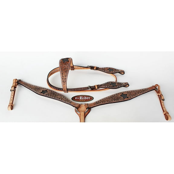 Horse Show Tack Bridle Western Leather Headstall Breast Collar 8580B