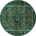 thumbnail image 1 of Ahgly Company Machine Washable Indoor Round Persian Turquoise Blue Traditional Area Rugs, 6' Round, 1 of 4