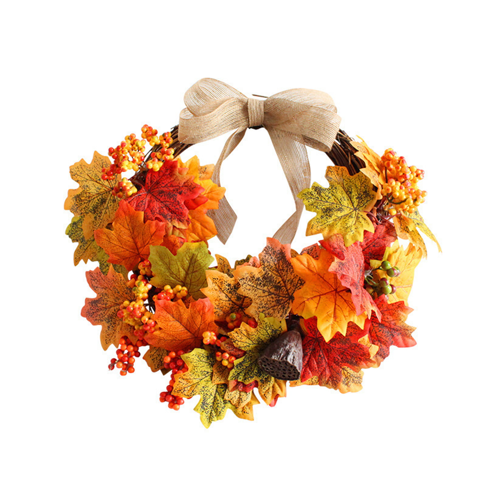 18 Artificial Autumn Wreath Golden Eucalputs Leaves with Small Pumpkin Modern Farmhouse Wreath Garland for Hanging Window Wall Decorations YNYLCHMX Fall Wreaths for Front Door