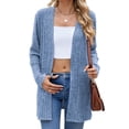 thumbnail image 2 of Siilsaa Womens Cardigans Open Front Button Down Long Sleeve Pockets Knit Cardigan Sweaters Blue,M, 2 of 5
