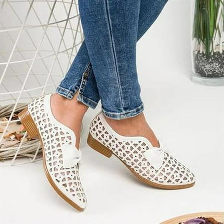 

Casual Shoes Womens Shoes Ethnic Style Small Leather Shoes Hollow Breathable Retro Loafers Single Shoes Casual Shoes