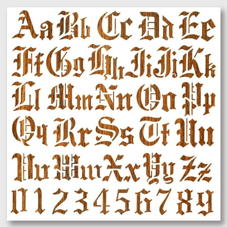 Gothic A to Z Alphabet Numbers Stencil 11.81x11.8" Hollow Out Drawing Painting Template Reusable DIY Art and Craft Stencils