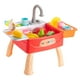 thumbnail image 4 of Lavaplatoe cocina eléctrico de simulación con fregadero de agua corriente Juguete de simulación educativo Actividad de cumpleaños Juguetes rojo CUTICAT fregadero de juego de cocina para niños, 4 of 8